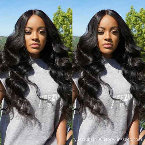 Yuexiu High Density Elastic Band Unprocessed Virgin 360 Lace Frontal Hair Wig Body Wave Natural Human Hair Wigs lace